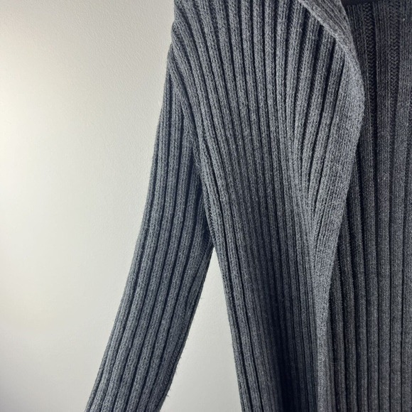 United Colors of Benetton Sweater Wool Blend Cardigan Open Front Gray S Ribbed - Picture 4 of 7